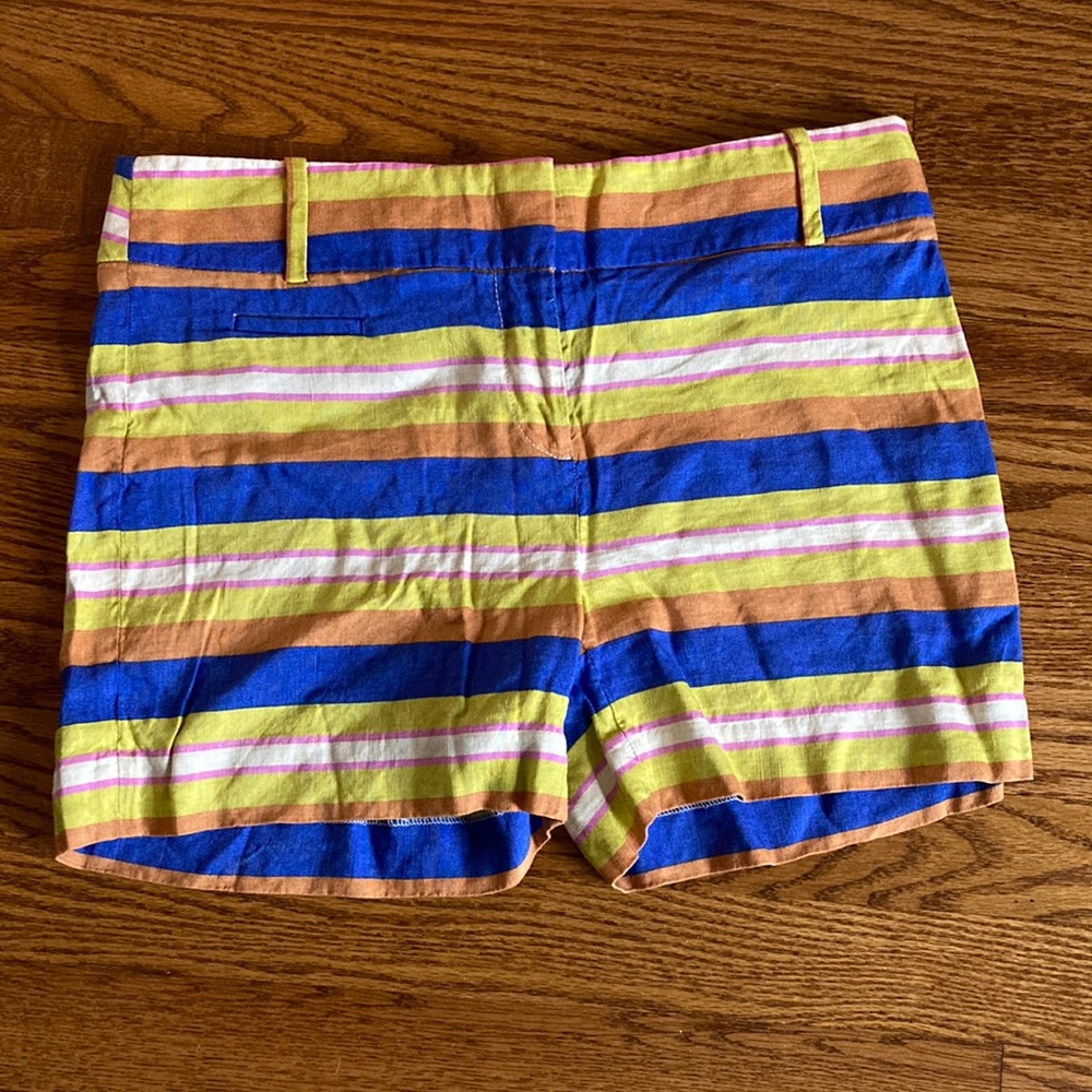 Loft - Womens size 4 shorts. Blue pink yellow and orange stripes. 55% linen